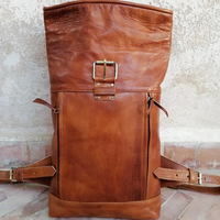 Sac à dos marocain Fait main unisexe Boho cuir Cuir marron