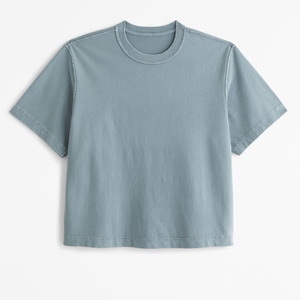 Venta al por mayor 100% algodón hombres deporte en blanco cielo recortado Camisetas cuello redondo estilo casual patrón sólido Boxy Streetwear camiseta personalizada - Product Image 1