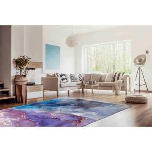 Alfombra de Mármol Morado y Azul: Alfombra Moderna Antideslizante, Alfombra Suave No Tejida - Product Image 2