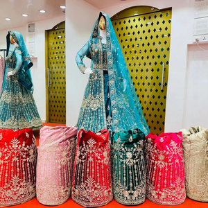 Zware Fluwelen Bruids Lehenga Set Met Jarkan Schouderophalen, Riem En Dupatta Trending Winter Mastani Stijl Feestkleding