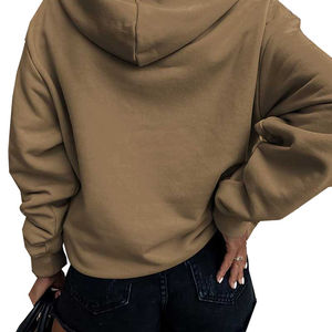 Sudadera con capucha para mujer, sudaderas con capucha informales personalizadas para mujer, jersey liso de manga larga, sudadera holgada superior con bolsillo sin cordón - Product Image 5