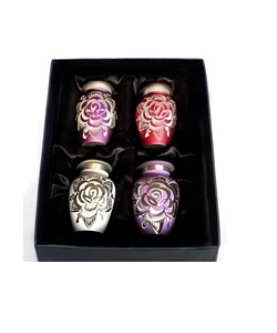 Rose Keepsake <b>Urns</b> - Colorful <b>Mini</b> <b>for</b> Human <b>Ashes</b> Set of 4 with Premium Box & Bags - Small <b>Urns</b> <b>for</b> <b>Ashes</b> - Honor Your - Product Image 1