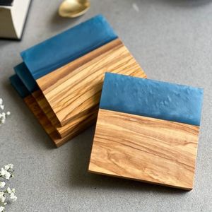 Resin and Wooden <b>Coaster</b> Set Handmade Oak and <b>Cork</b> <b>Coasters</b> Natural Wood & <b>Cork</b> <b>Coasters</b> Gift Box Set for Kitchen Accessories - Product Image 3