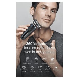 Afeitadora Eléctrica Recargable Inalámbrica para Hombre con Cabezal Flexible, Recortadora Húmeda/Seca, Accesorios para Barba, Estación de Limpieza IPX7 para Cuidado de la Barba - Product Image 4