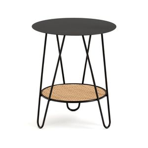 Modern Living Room and Home Office <b>Round</b> Iron <b>Side</b> <b>Tables</b> with Powder Coated Finish and Glass Top - Product Image 4