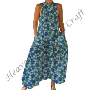 Mono de Algodón con Estampado en Bloque para Mujer, Mono de Verano con Estampado en Bloque a Mano con Cierre de Cremallera, Mono para Primavera/Verano para Adultos - Product Image 6