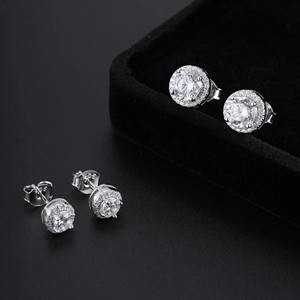 Modernos Pendientes de Plata de Ley 925 con Circonita Cúbica Geométrica Redonda y Cuadrada, Elegantes y de Lujo - Product Image 3