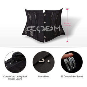 Corset amincissant noir en maille avec baleines en acier pour sculpter la taille - Product Image 4