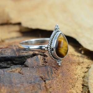 Handmade Boho Style 925 Sterling Silver Ring <b>Tiger</b> <b>Eye</b> Gemstone Trending Wedding <b>Jewelry</b> for Women Girls Bezel Setting Inlay - Product Image 4