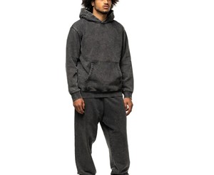 Nuevo diseño Logotipo personalizado Estilo vintage Ropa teñida Peso pesado Liso Sudadera con capucha Negro Ácido Lavado Sudaderas ajustadas - Product Image 4