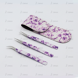 Nouvelle arrivée pince à épiler à pointe de fibre ensemble emballage personnalisé pince à cils vente chaude 45 degrés isolation pince à cils - Product Image 1