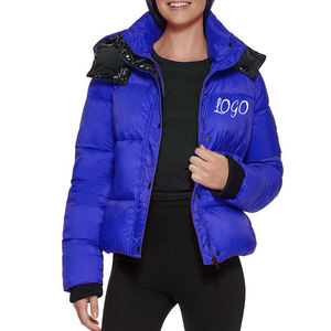 Ventes en gros OEM, veste d'hiver de haute qualité, veste courte en duvet pour femmes, veste matelassée à col montant, veste bomber pour femmes, personnalisable - Product Image 2