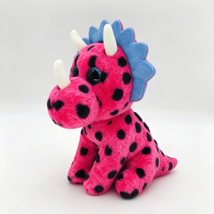 Customized Pink Spotted Triceratops Plush Toy, Cute Big <b>Blue</b> <b>Glitter</b> Eyes Stuffed Dinosaur Animal, Soft Sitting Dino Doll - Product Image 4