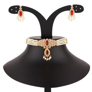 เครื่องประดับอินเดีย setcz ลูกบาศก์ Zirconia faux มุกหลายชั้นลูกปัด Choker สร้อยคอต่างหูชุดเครื่องประดับ - Product Image 3