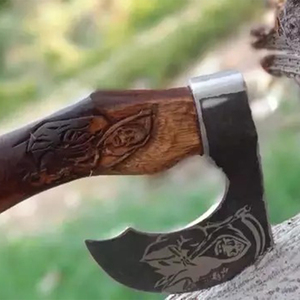 ขวานหัวเหล็กคาร์บอนสูงขวานไวกิ้งแฮนด์เมดมีด้ามจับไม้เหล็กดามัสกัสใช้งานกลางแจ้ง - Product Image 4