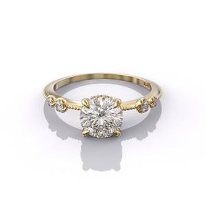 Taille personnalisée pour femme, diamant naturel taille ronde, bague de fiançailles à halo caché, bague solitaire en or massif 14 carats, cadeau d'anniversaire - Product Image 5