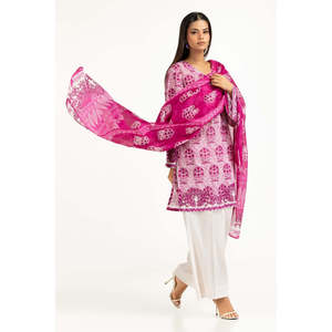 Conjunto de 3 Piezas de Chifón Estampado Morado Informal para Mujer, Primavera/Verano, Conjunto de 2 Piezas con Pantalones Cortos por Encima de la Rodilla - Product Image 4