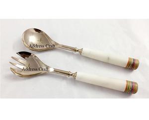 Juego de Cubiertos de Acero Inoxidable 18/8 con Recubrimiento PVD Dorado y Mango de Resina, Juego de Herramientas para Ensalada con Tenedor y Cuchara, Juego de Cubiertos de Acero Inoxidable, Utensilios de Cocina - Product Image 5