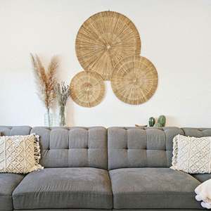 Ensemble de 3 paniers muraux ronds en jute Sunburst Ensemble décoratif élégant pour la maison - Product Image 3