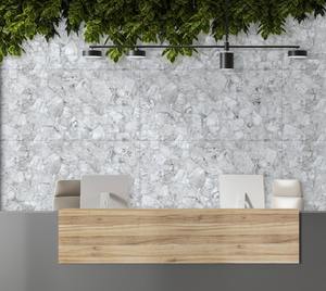 Carreaux de sol en ardoise frittée de haute qualité 600x600mm 600x1200mm, surface brillante, blanc grisâtre, pour hôtels, espaces commerciaux, antidérapants - Product Image 1