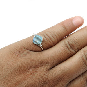 Best Selling New Design 925 Sterling Silver Natural Labradorite Gemstone <b>Cushion</b> Shape <b>Ring</b> for Woman Girls Handmade Jewelry - Product Image 3