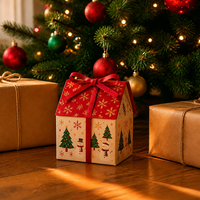 Boîte cadeau de Noël personnalisée avec logo, chocolats, bonbons, emballage en papier pliable, vente en gros