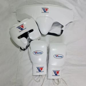 High Quality Genuine Cowhide Leather White Winning Boxing Sparring Set With Open <b>Face</b> Head Guard Customized Winning MI-BS-02 - Product Image 1