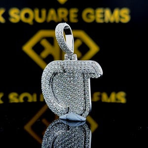 Personalizado 925 plata esterlina inicial letra D colgante 18K chapado en oro Baguette Moissanite privado Hip Hop joyería para collar - Product Image 4