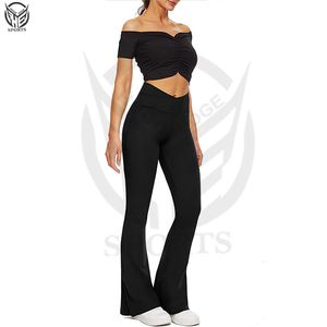 OEM, dernières tendances, vente chaude, matière de qualité supérieure, vêtements de mode, vêtements personnalisés, pantalon évasé extensible de bonne qualité pour femmes. - Product Image 4