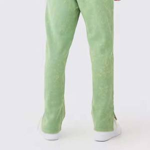 Custom Manufacturers Streetwear OEM Best French Terry <b>Drop</b> Shoulder Oversize Acid Wash Light Green Sweatsuit for Men - Product Image 3