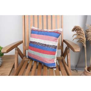 Almohada de lana de retazos Kilim Multicolor, cojín decorativo de lujo de 16x16 pulgadas, ropa de cama portátil con patrón de hojas esponjosas Vintage - Product Image 3