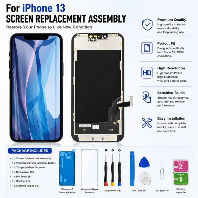 6.1 Inch Touch Digitizer LCD Display Assembly Replacement Screen Mobile Phone Repair Replacement Parts for iPhone 13
