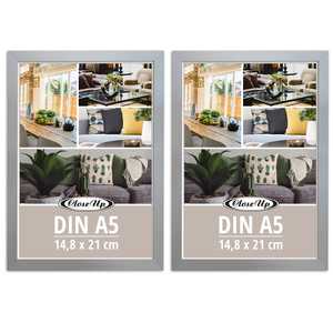 Juego de 2 Marcos de Madera Sencillos para Fotos, 14.8 x 21 cm (DIN A5), Decoración Plateada, Marcos para Exhibición de Fotos y Pósters Grabados - Product Image 2