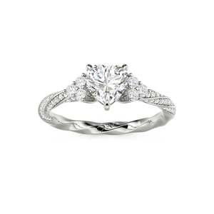 Jeulia Custom Twisted Heart Engagement <b>Ring</b> with Side Diamond - Product Image 3