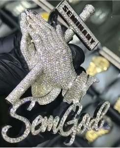 Colgante de plata de lujo 925, diseño de Hip Hop personalizado con diamante de moissanita y fianza de bolsa de dinero helado para joyería de fiesta - Product Image 3