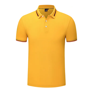 เสื้อโปโลสำหรับผู้ชายผ้าคอตตอนโพลีเอสเตอร์แขนสั้นผ้าคอตตอนเรียบปักลายลายทางป้องกันการพัน - Product Image 1