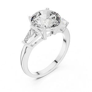 แหวนเพชรทรงกลมที่เพาะเลี้ยงในห้องปฏิบัติการ ทองคำขาว 14K |   แหวนหมั้น |   เพชรที่เพาะเลี้ยงใหม่ - Product Image 2