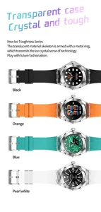 Nouvelle mode Fitness montres intelligentes pour hommes femmes QC F17 TK19 écran TFT en cristal transparent 3ATM bande de gel de silice étanche - Product Image 5