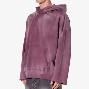 Sudadera con capucha térmica desgastada con lavado ácido de algodón 100% para hombre, jersey de diseño con estampado en relieve de manga larga, Sudadera con capucha de marca de invierno - Product Image 2