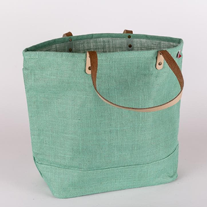 Bolso de yute Burdeos con estampado circular de crema y diamantes y corbata de cinta para compras de ropa precio de fábrica al por mayor - Product Image 5