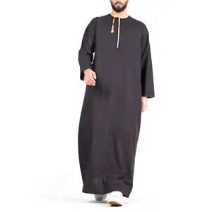 मुस्लिम पुरुषों प्रार्थना Qatari खड़े कॉलर बागे इस्लामी कपड़े अरब JUBBAH आरामदायक Abaya Thobe के लिए पुरुषों