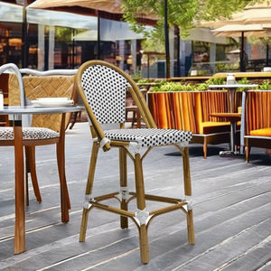 Modern <b>Outdoor</b> French Restaurant Aluminum Rattan <b>Chair</b> Armrest Soft Coffee Color Garden Patio <b>Bistro</b> Dining Apartment Waterproof - Product Image 1