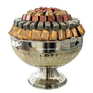 Juego de dos cuencos de metal para chocolate, cuenco dulce decorativo pulido brillante, cuenco de chocolate elegante de mesa clásico - Product Image 6