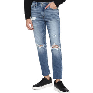 Vaqueros rasgados ajustados y ligeros con estilo para hombre, detalles desgastados con cómodas piernas cónicas, estilo informal - Product Image 1