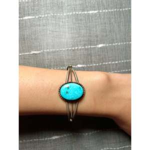 Navajo Handmade Kingman Turquoise & Sterling Silver Cuff Bracelet Cultural Collectible Jewelry - Product Image 5