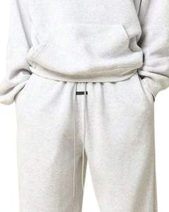 Ensemble de survêtement gris clair pour homme, sweat à capuche en molleton de coton et pantalon de jogging, tenue décontractée d'hiver pour homme, vêtements de tous les jours - Product Image 6