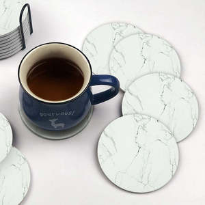 handmade <b>white</b> marble High Quality <b>coasters</b> <b>White</b> Natural Marble Stone <b>Coasters</b> Set - Product Image 6