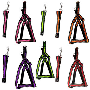 Pettorina Regolabile Doppia in Nylon per Cani, Lussuosa con Motivo a Righe e Tinta Unita, Semplice Pettorina in Neoprene per Cani di Piccola Taglia per Guinzaglio da Passeggio - Product Image 1