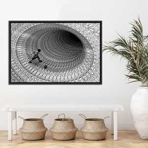 Toile imprimée avec illusion d'optique abstraite : Décoration murale moderne, TOILE ENCADRÉE NOIRE - Product Image 1