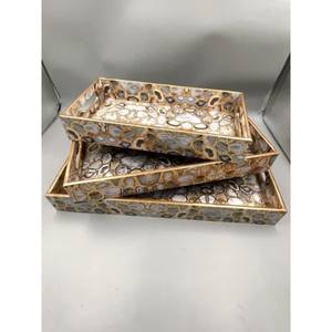 ถาดเสิร์ฟทรงสี่เหลี่ยมผืนผ้าทำจากไม้สีเงินเงามันวาวดีไซน์เนอร์ - Product Image 4